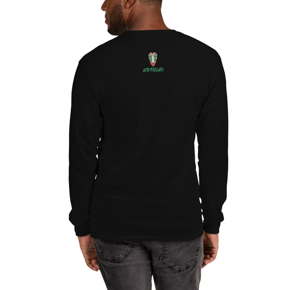 Black professional wearing African diaspora long sleeve t-shirt