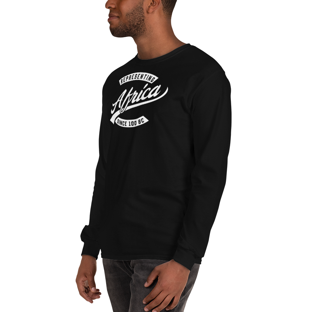 Black professional wearing African diaspora long sleeve t-shirt