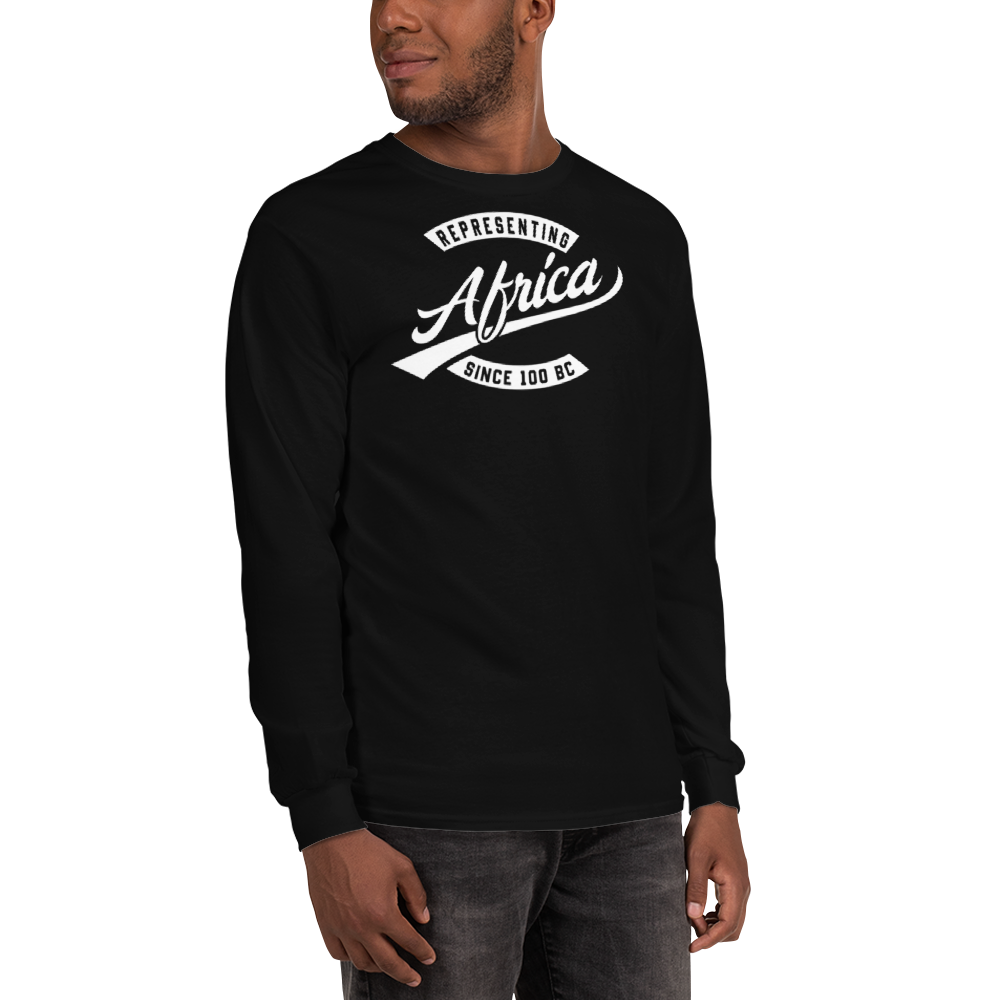 Black professional wearing African diaspora long sleeve t-shirt