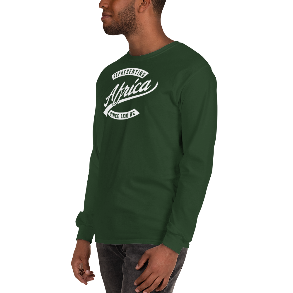 Black professional wearing African diaspora long sleeve t-shirt