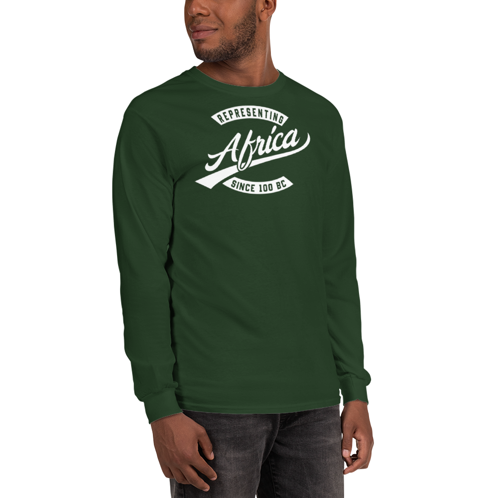 Black professional wearing African diaspora long sleeve t-shirt