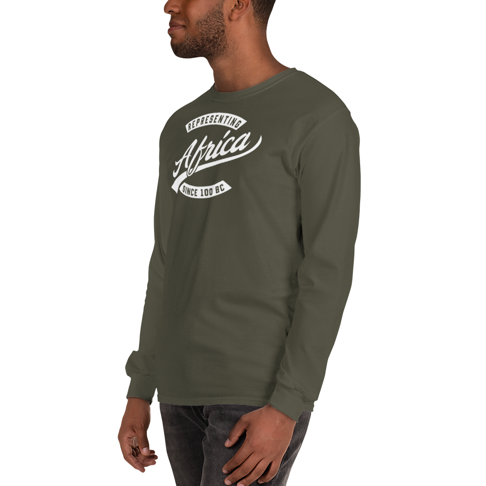 Black professional wearing African diaspora long sleeve t-shirt
