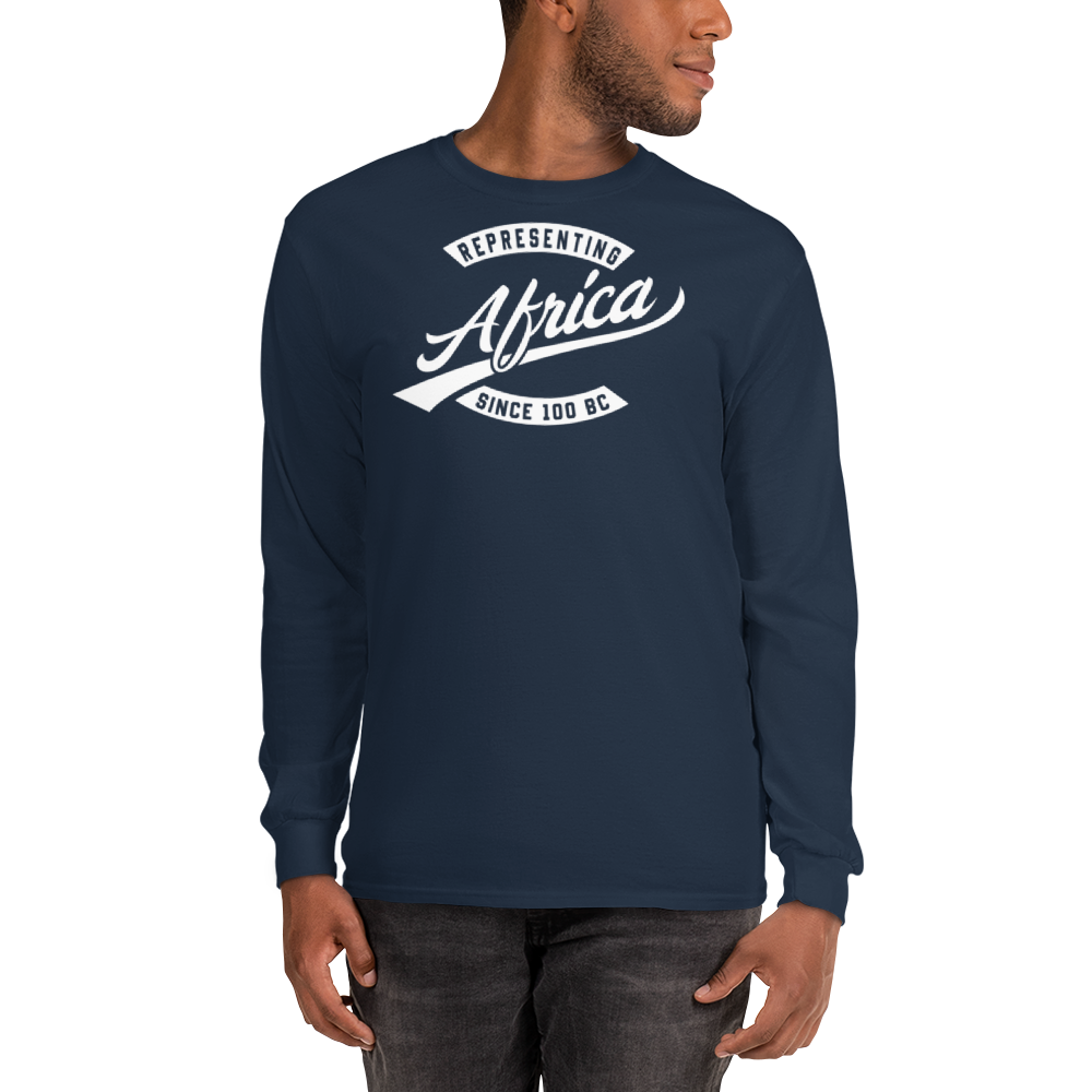 Black professional wearing African diaspora long sleeve t-shirt