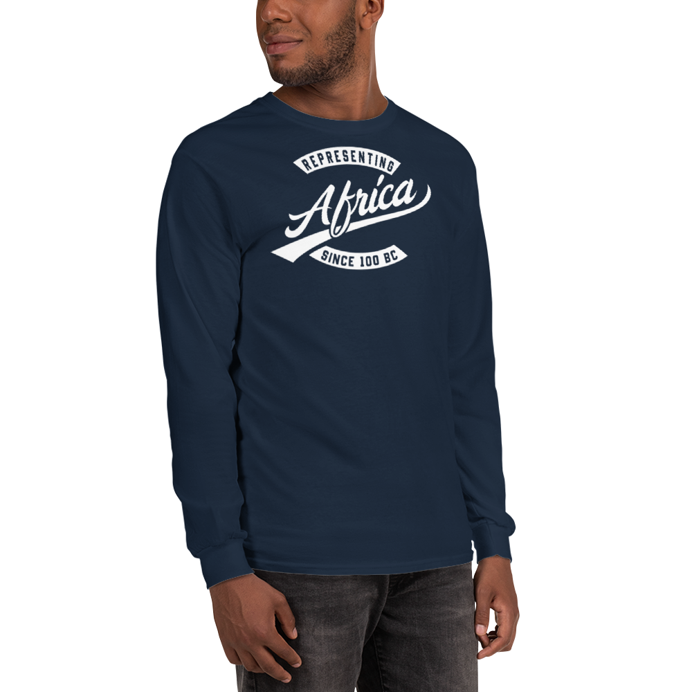 Black professional wearing African diaspora long sleeve t-shirt