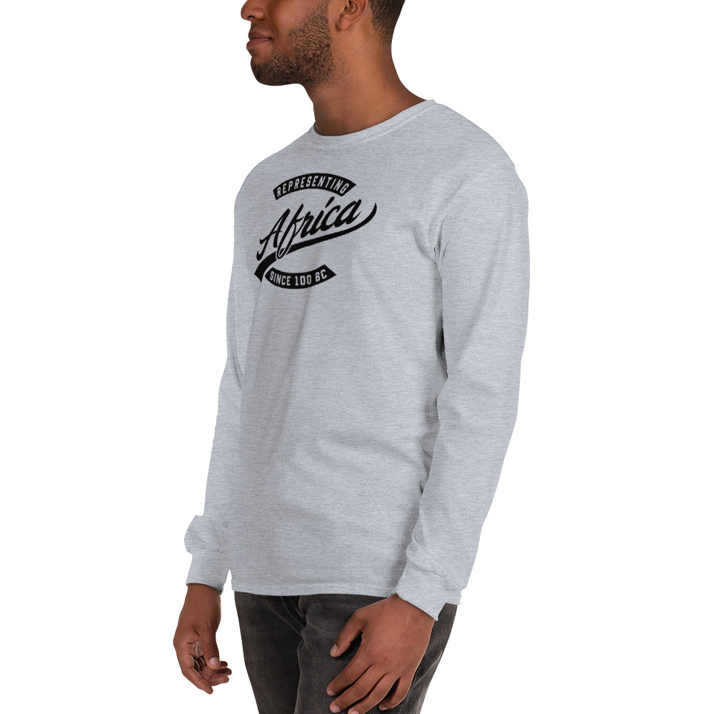 Black professional wearing African diaspora long sleeve t-shirt