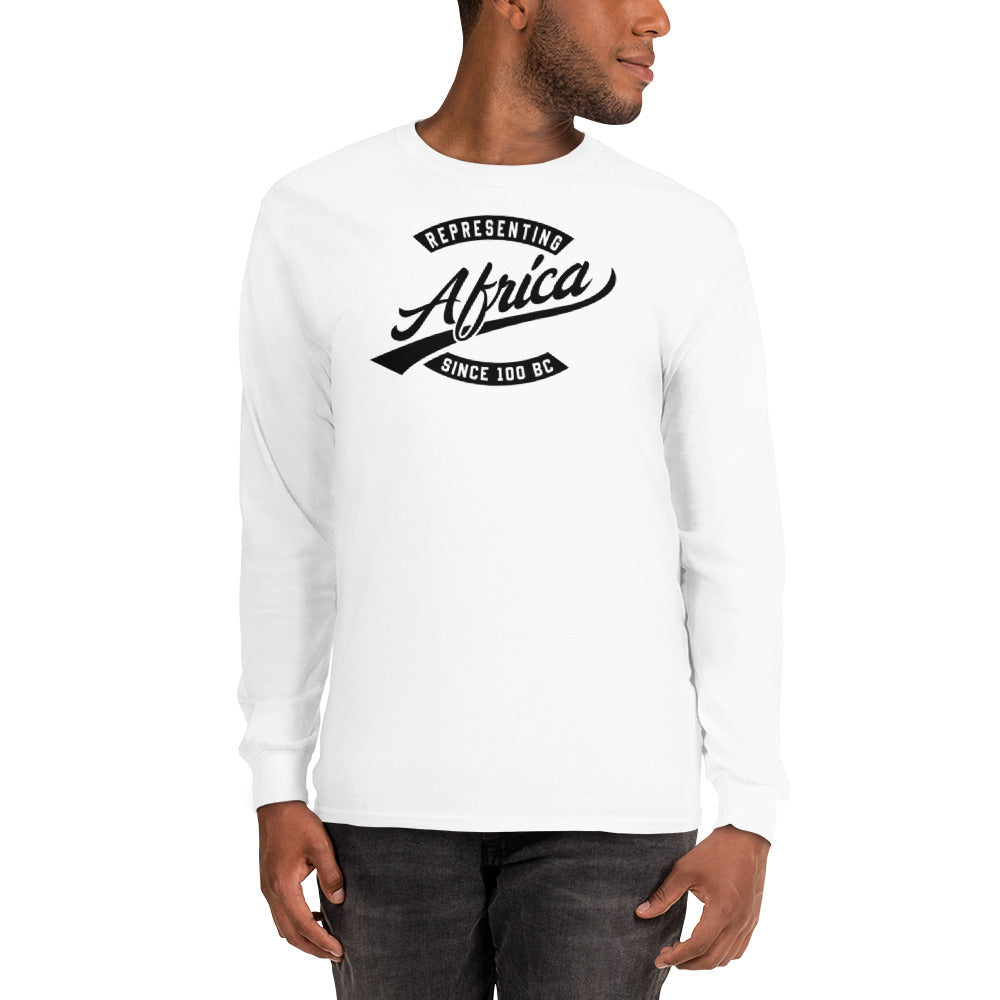 Black professional wearing African diaspora long sleeve t-shirt