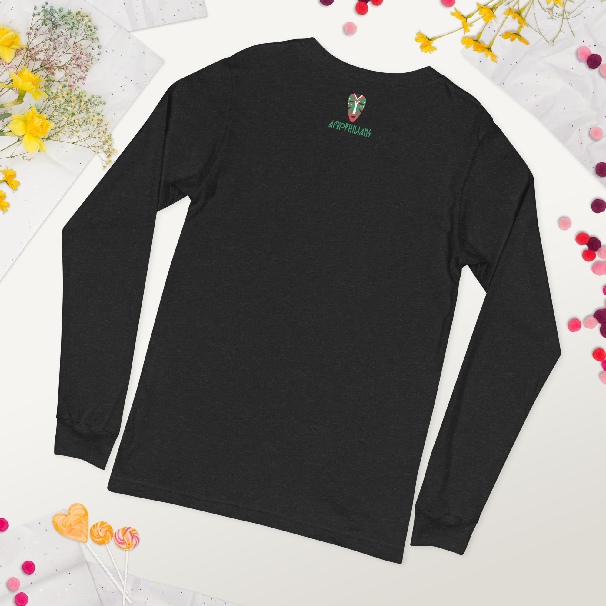 Black professional wearing African diaspora long sleeve t-shirt