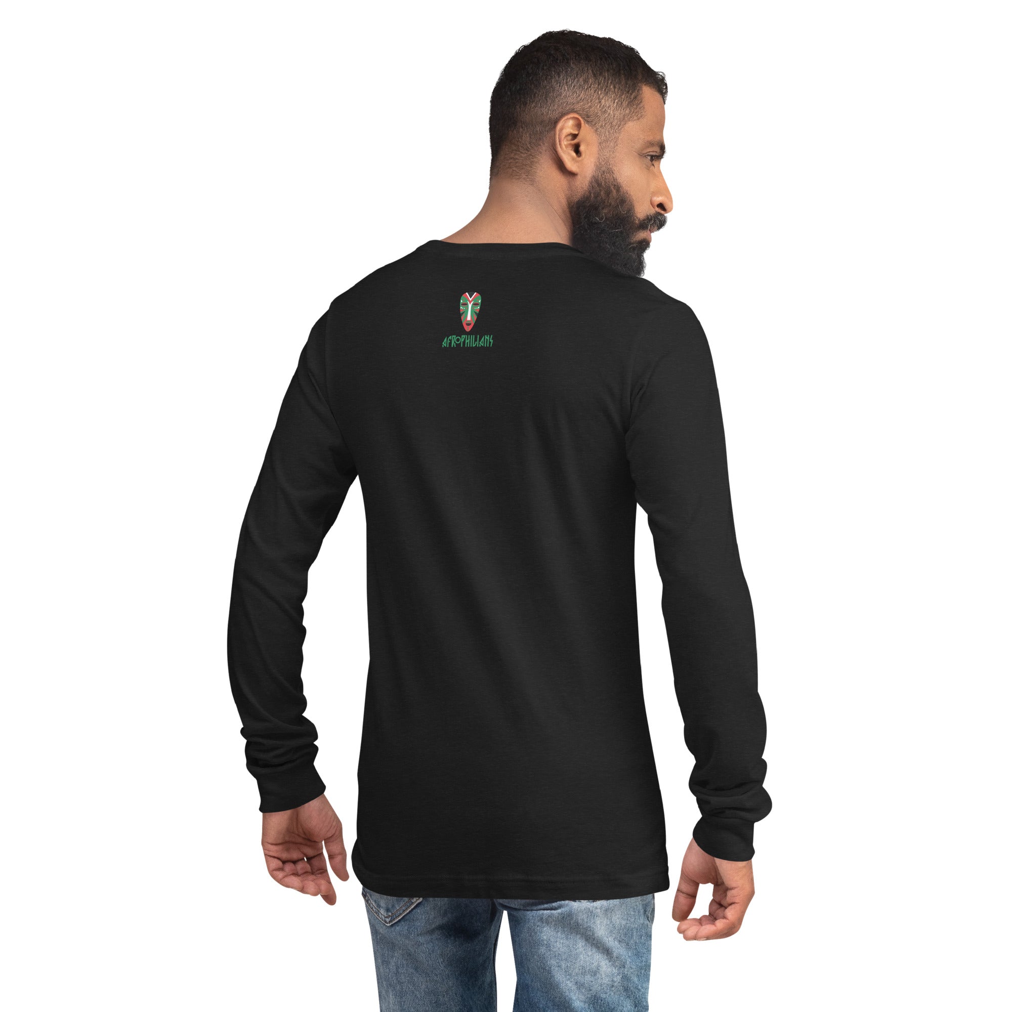 Black professional wearing African diaspora long sleeve t-shirt