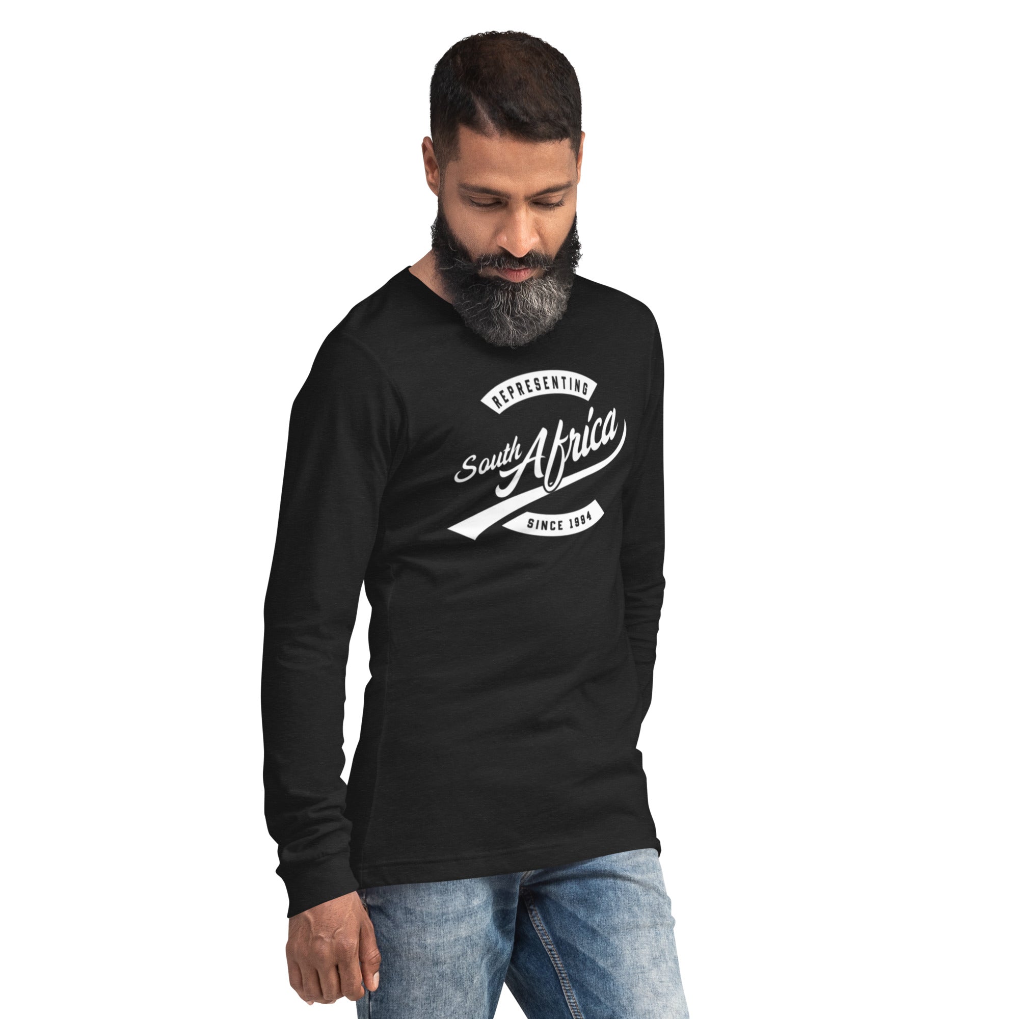 Black professional wearing African diaspora long sleeve t-shirt