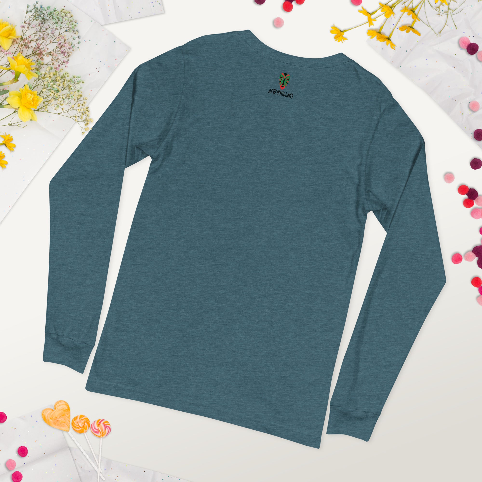 Black professional wearing African diaspora long sleeve t-shirt