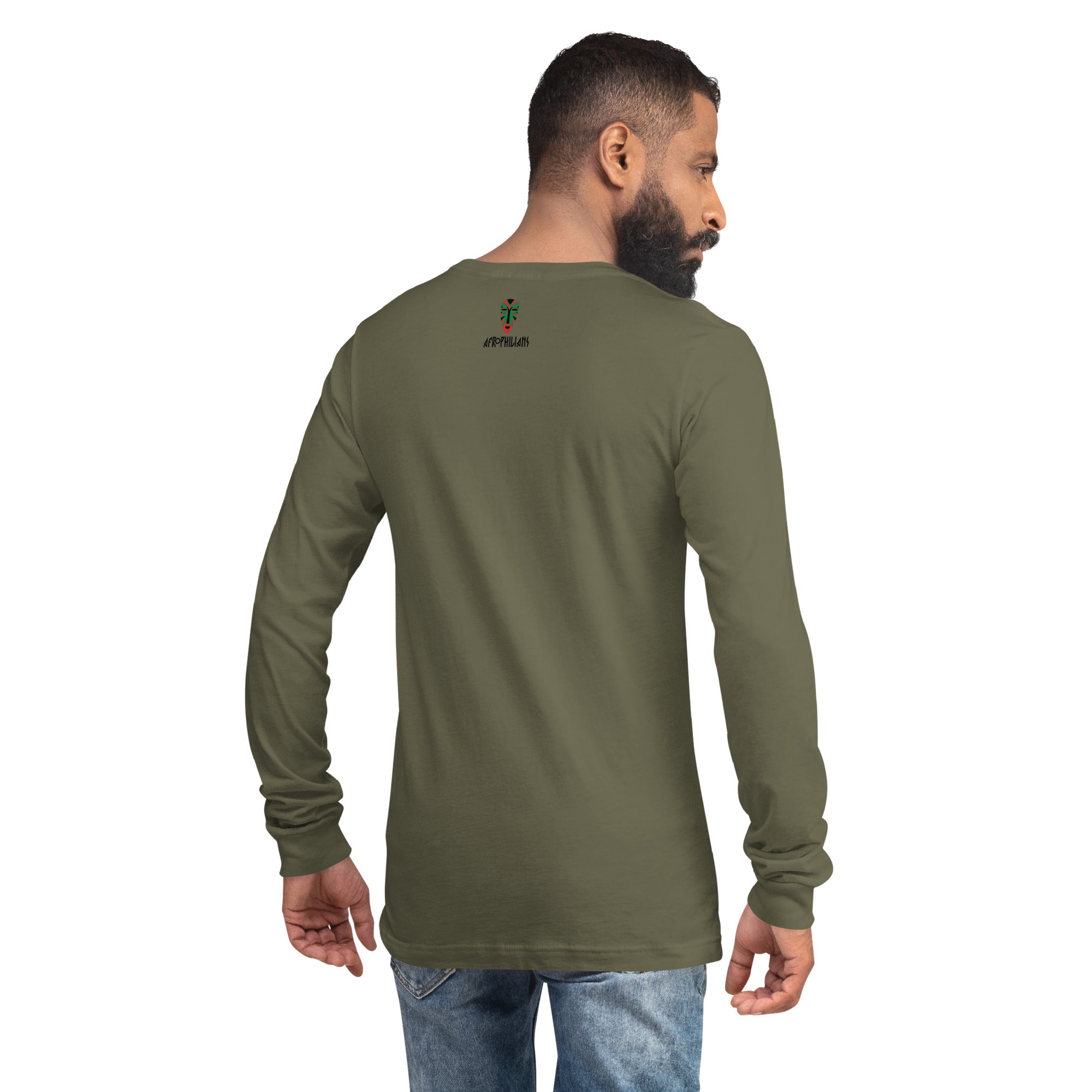 Black professional wearing African diaspora long sleeve t-shirt