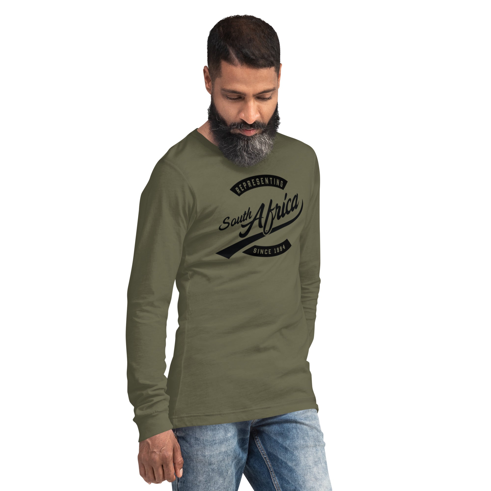 Black professional wearing African diaspora long sleeve t-shirt