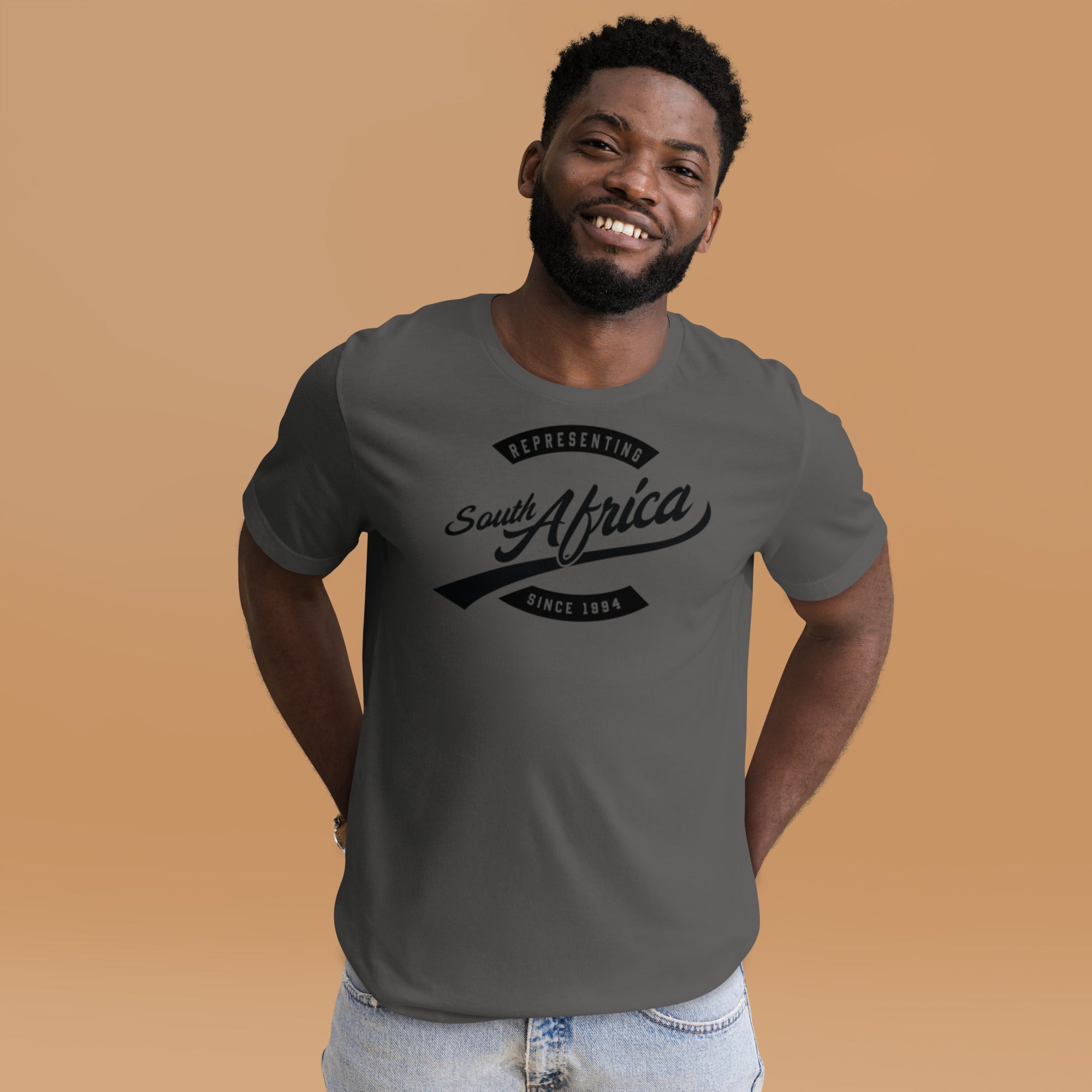 Black professional wearing African-inspired short sleeve tee