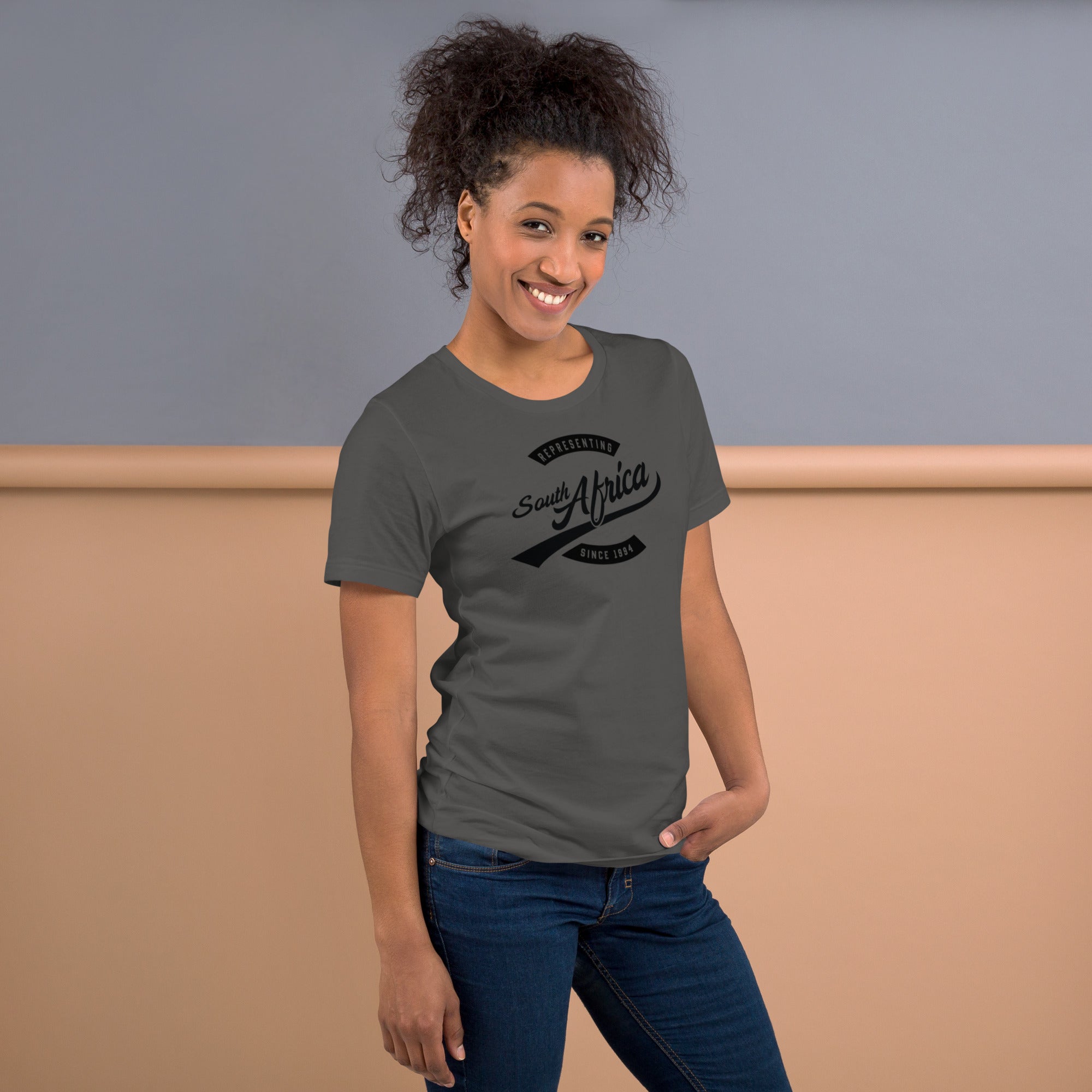 Black professional wearing African-inspired short sleeve tee