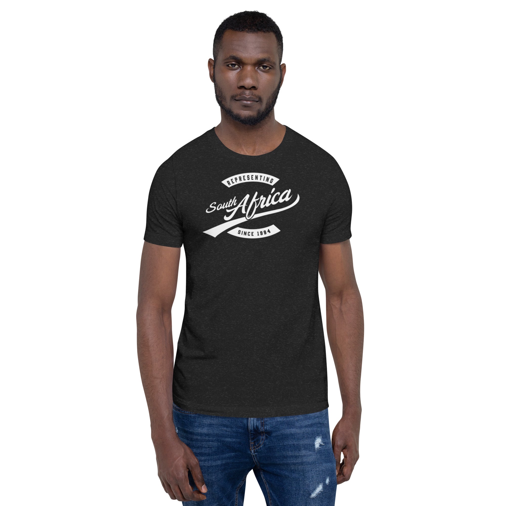 Black professional wearing African-inspired short sleeve tee
