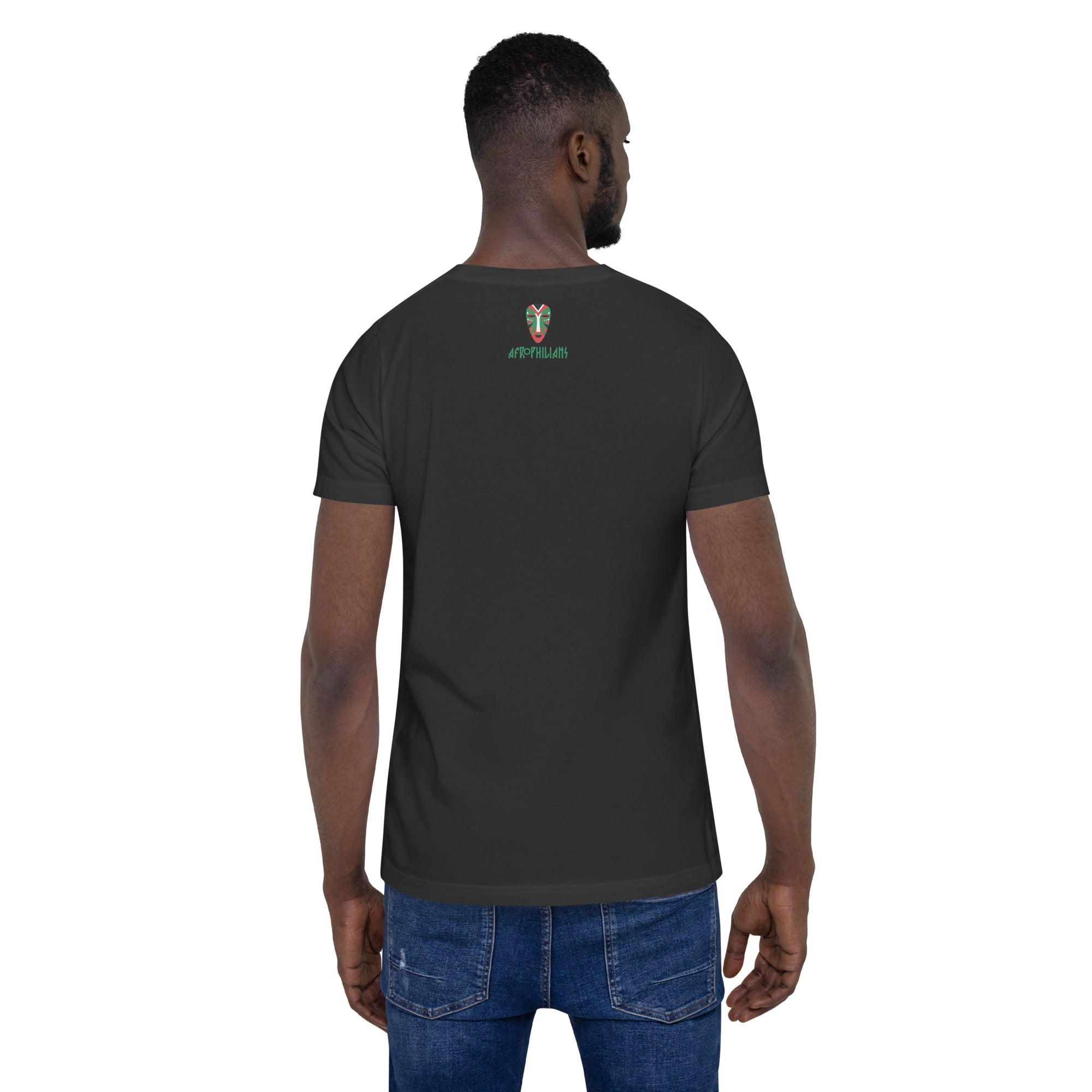 Black professional wearing African-inspired short sleeve tee