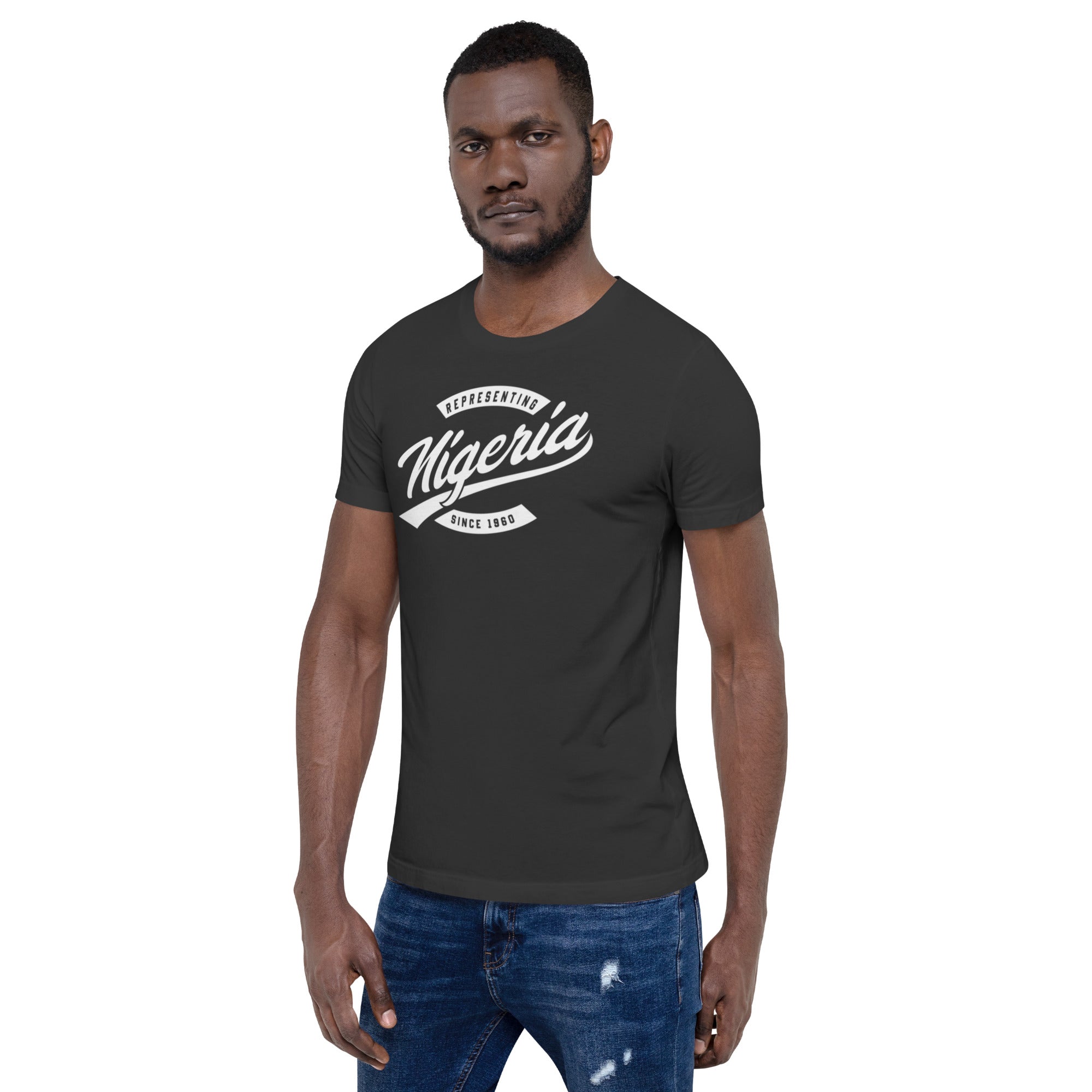 Black professional wearing African-inspired short sleeve tee