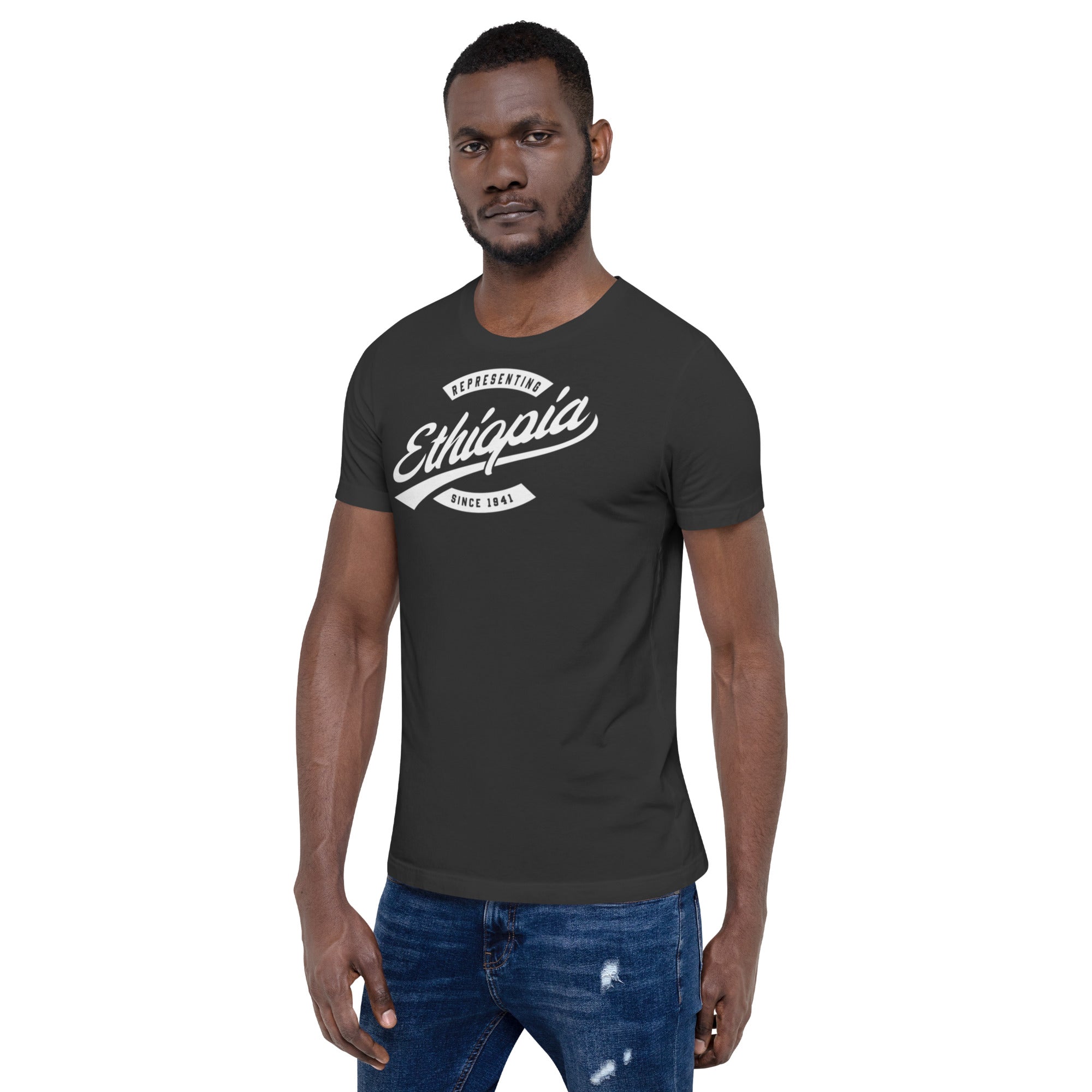 Black professional wearing African-inspired short sleeve tee