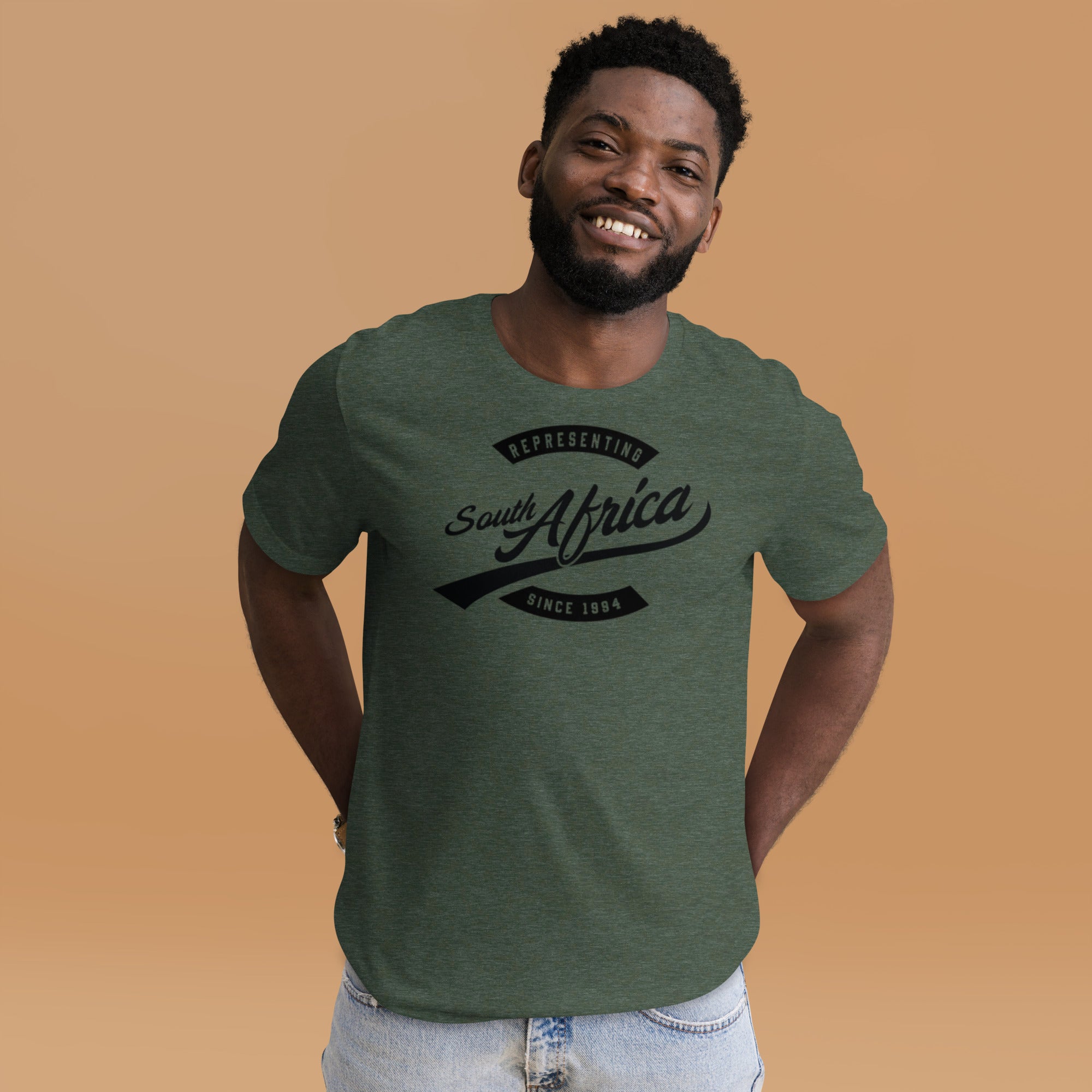 Black professional wearing African-inspired short sleeve tee
