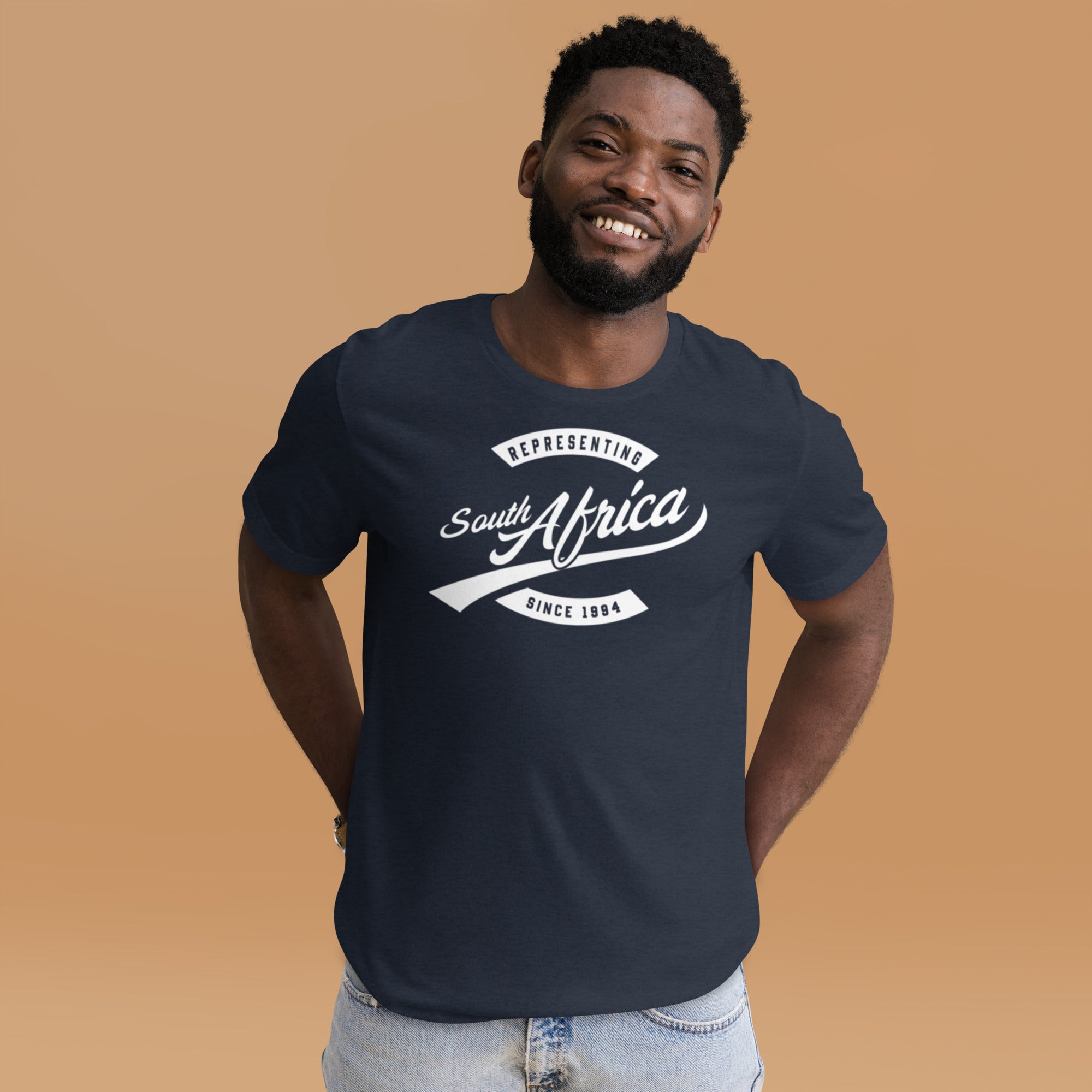 Black professional wearing African-inspired short sleeve tee