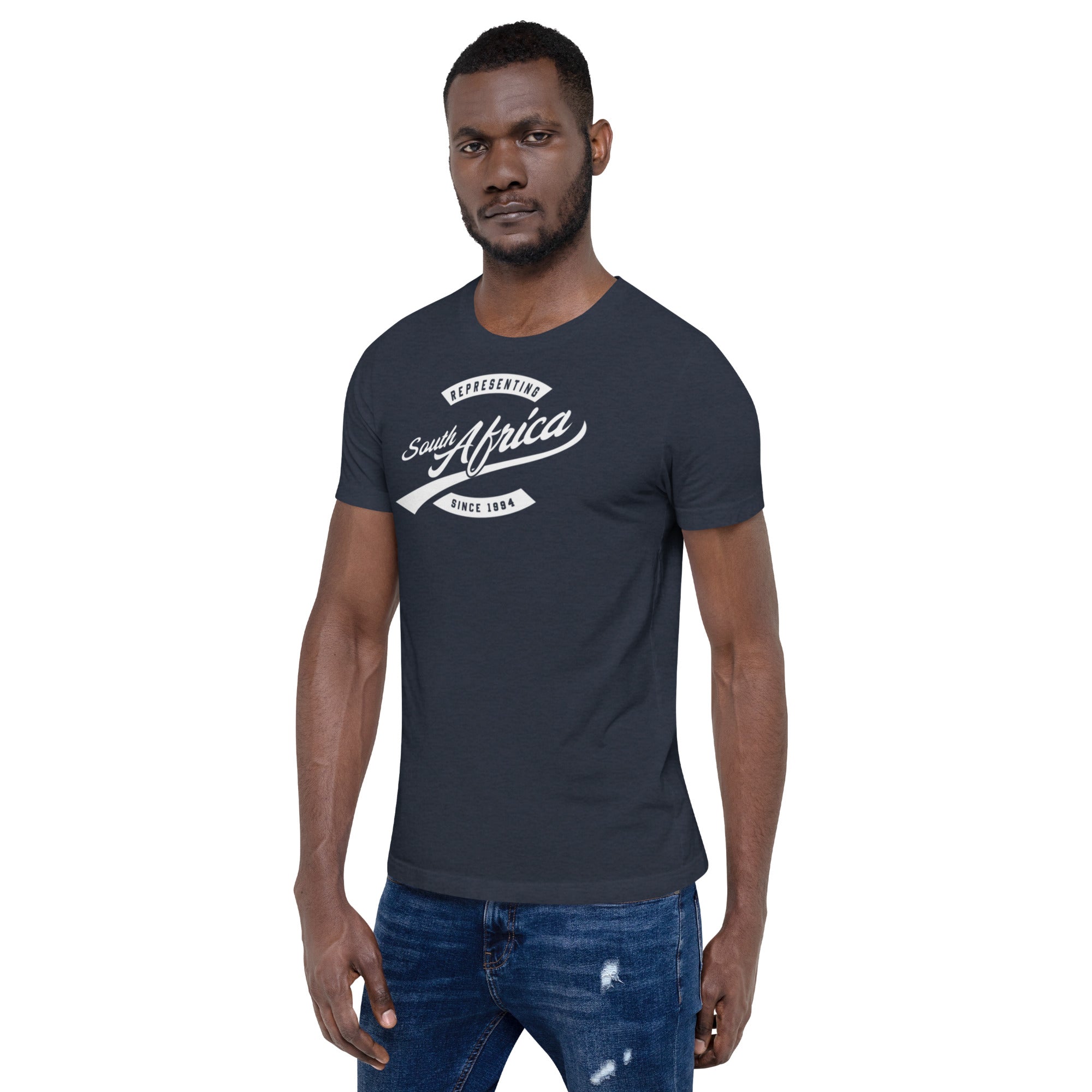 Black professional wearing African-inspired short sleeve tee