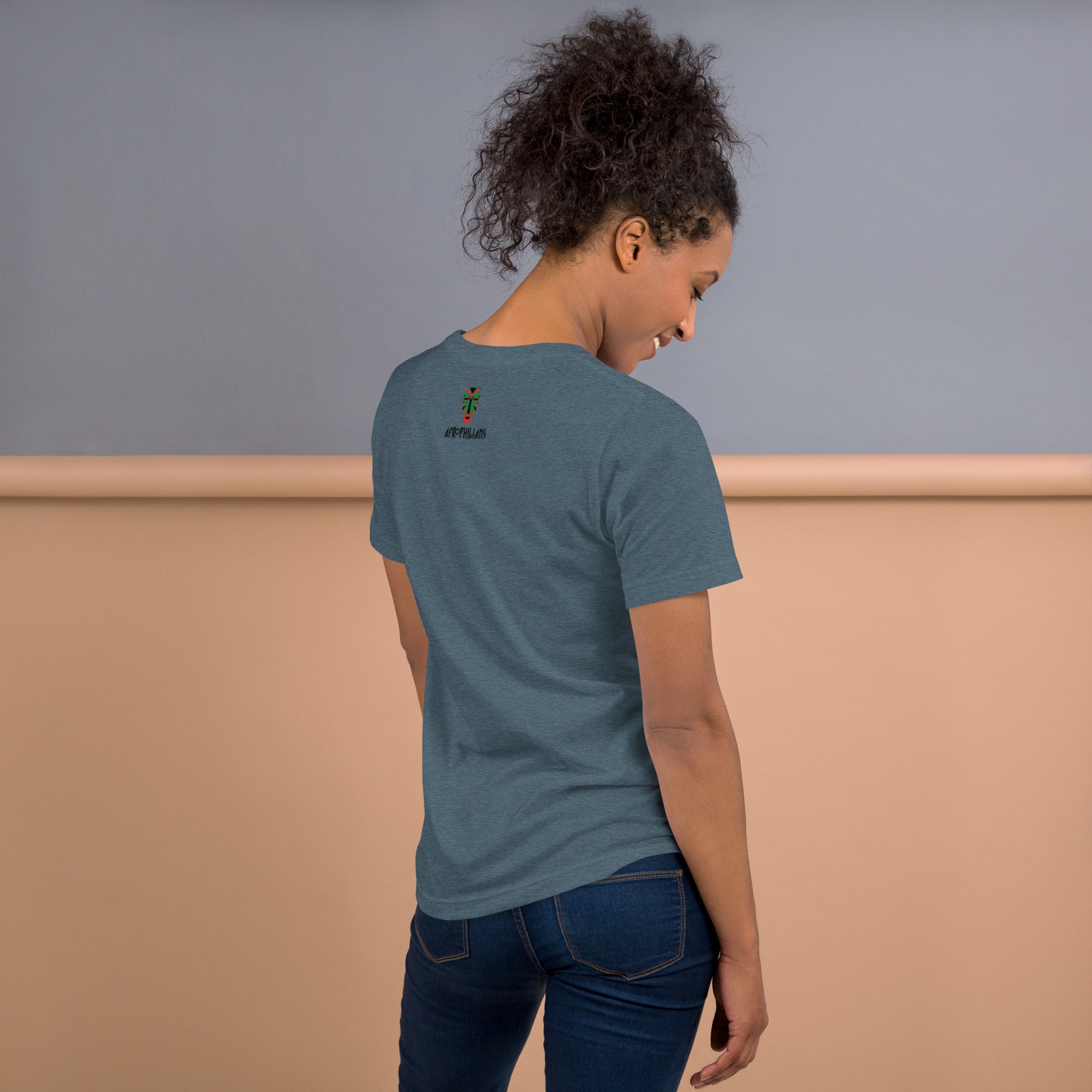 Black professional wearing African-inspired short sleeve tee