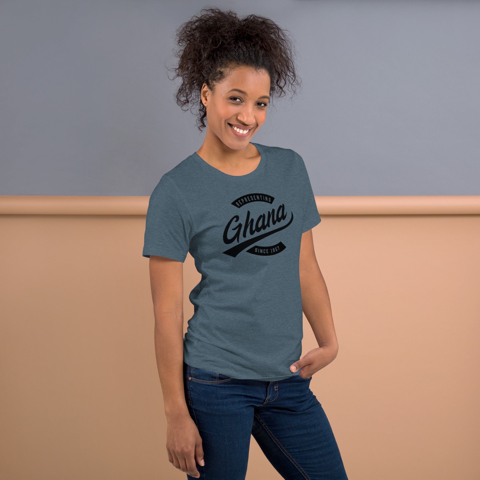 Black professional wearing African-inspired short sleeve tee