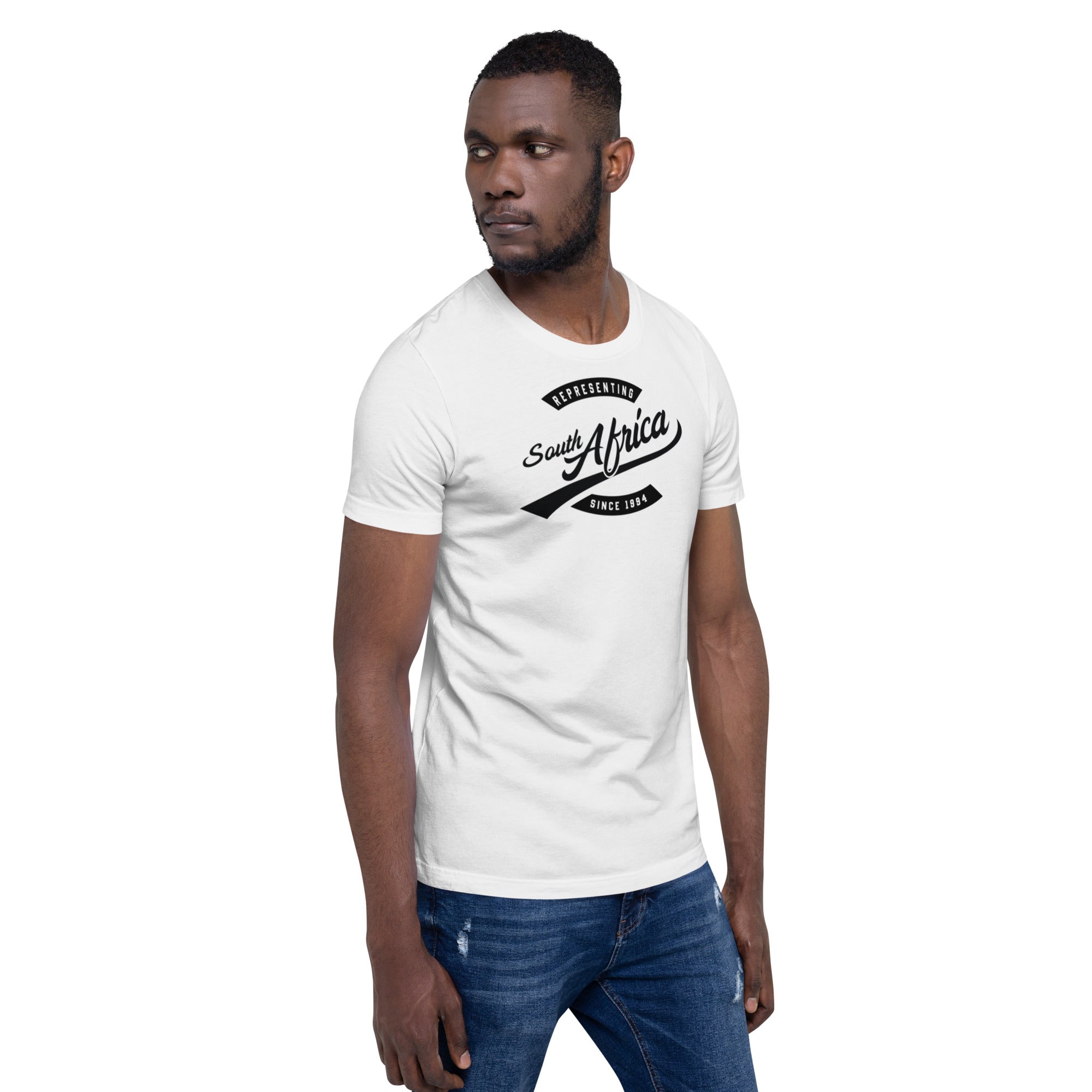 Black professional wearing African-inspired short sleeve tee